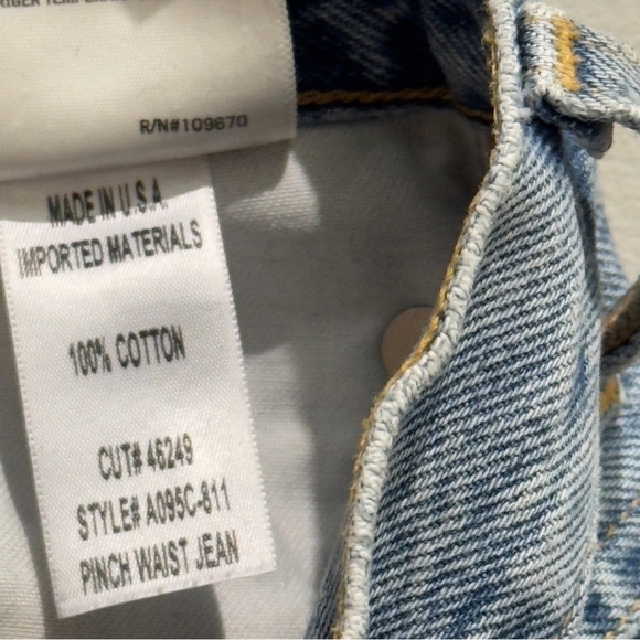 Agolde Pinch Waste Blue Straight Jeans Vintage-Inspired High-Rise Size 23 - Picture 8 of 11